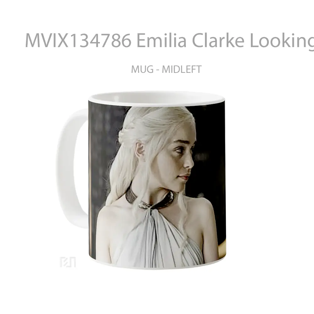 Mug Emilia Clarke Looking To The Right Gelas Keramik Unik - Tampak Kanan