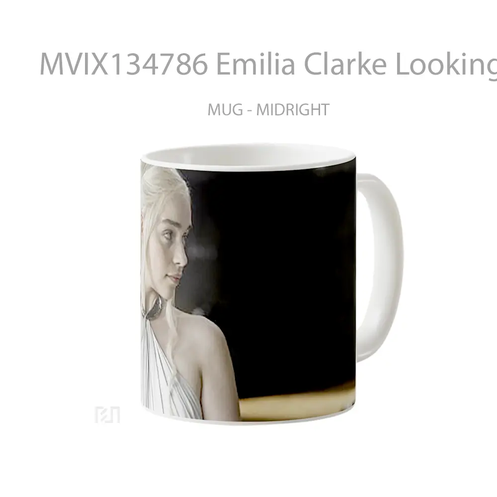 Mug Emilia Clarke Looking To The Right Gelas Keramik Unik - Tampak Kanan