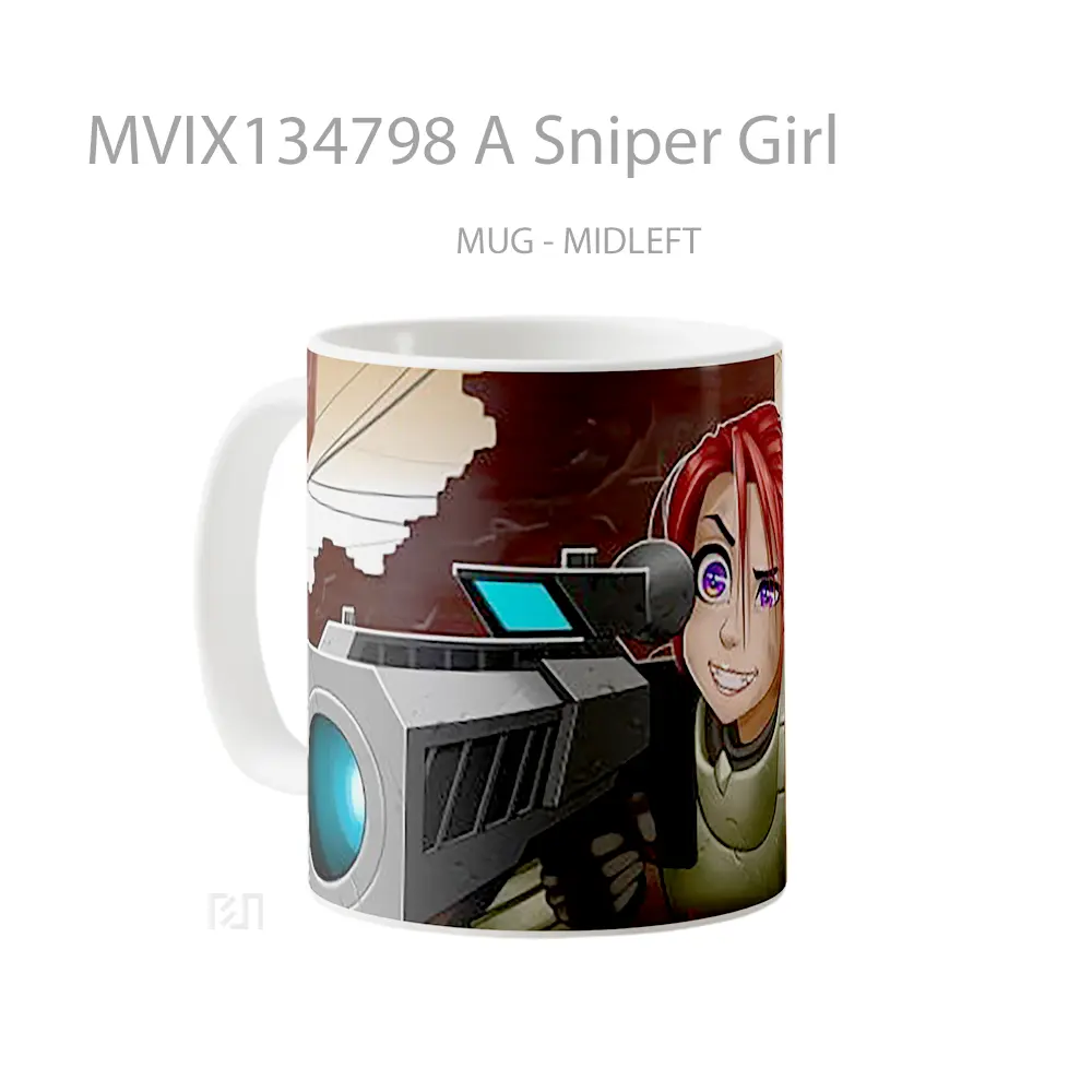 Mug A Sniper Girl Gelas Keramik Unik - All-side / Desain