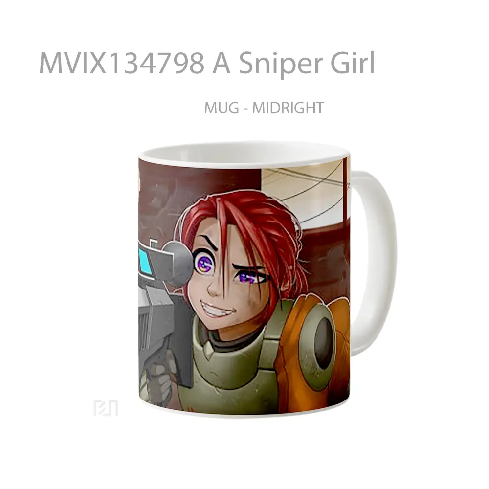 Mug A Sniper Girl Gelas Keramik Unik - All-side / Desain