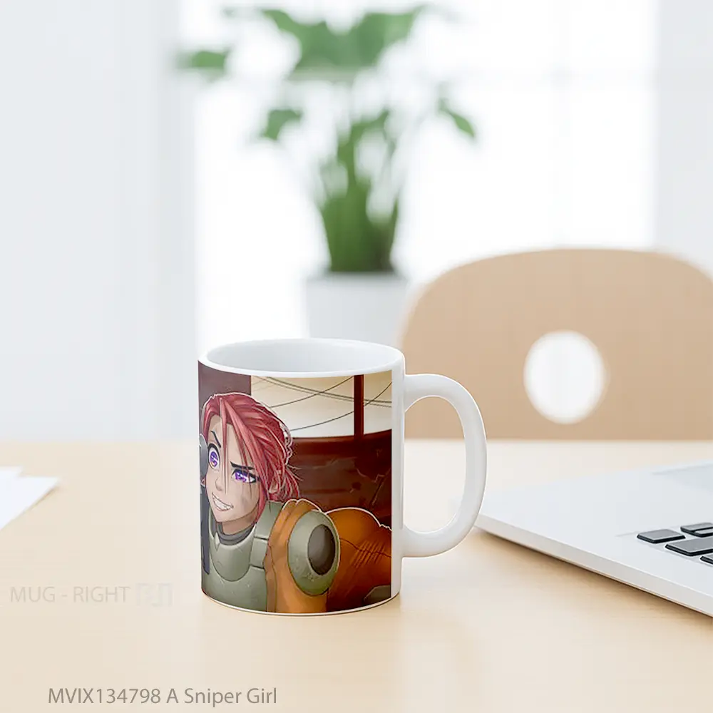 Mug A Sniper Girl Gelas Keramik Unik - All-side / Desain