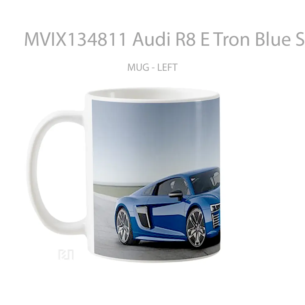Mug Audi R8 E Tron Blue Side Cangkir Mobil - All-side / Desain