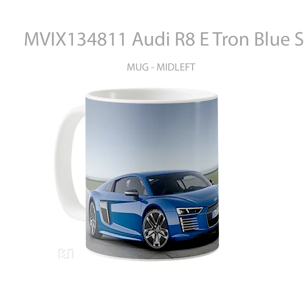 Mug Audi R8 E Tron Blue Side Cangkir Mobil - All-side / Desain