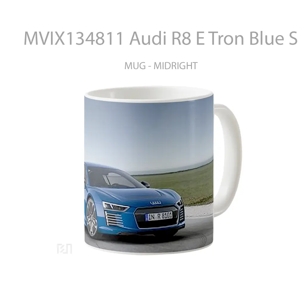 Mug Audi R8 E Tron Blue Side Cangkir Mobil - All-side / Desain