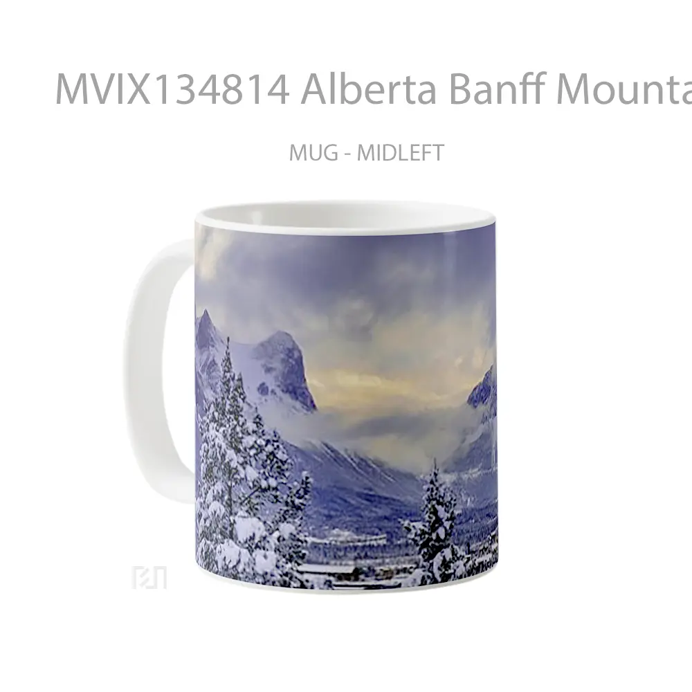 Mug Alberta Banff Mountain In Winter Gelas Pemandangan Alam - All-side / Desain