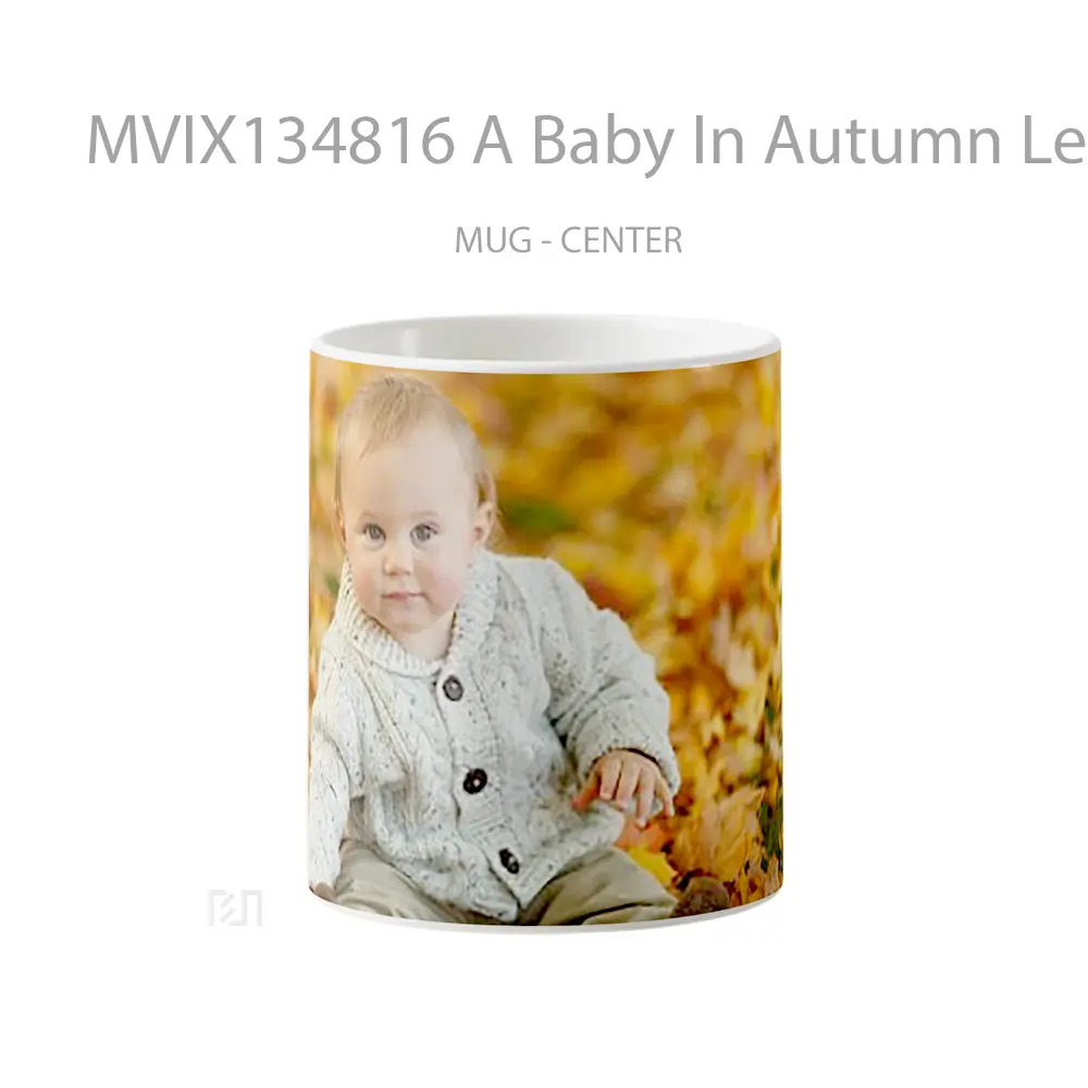 Mug A Baby In Autumn Leaves Gelas Keramik Unik