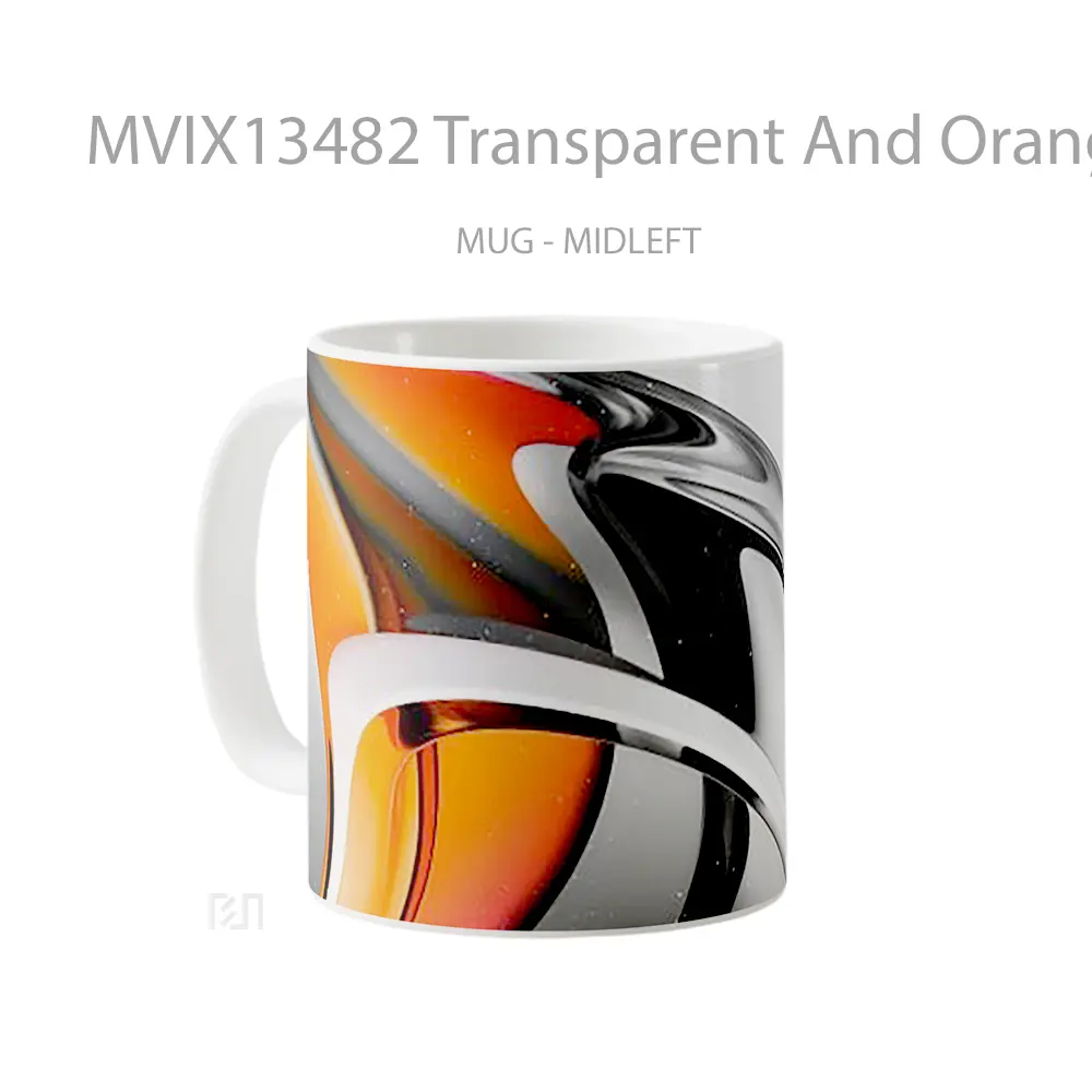 Mug Transparent And Orange Glass Abstract Gelas Seni Modern - All-side / Desain