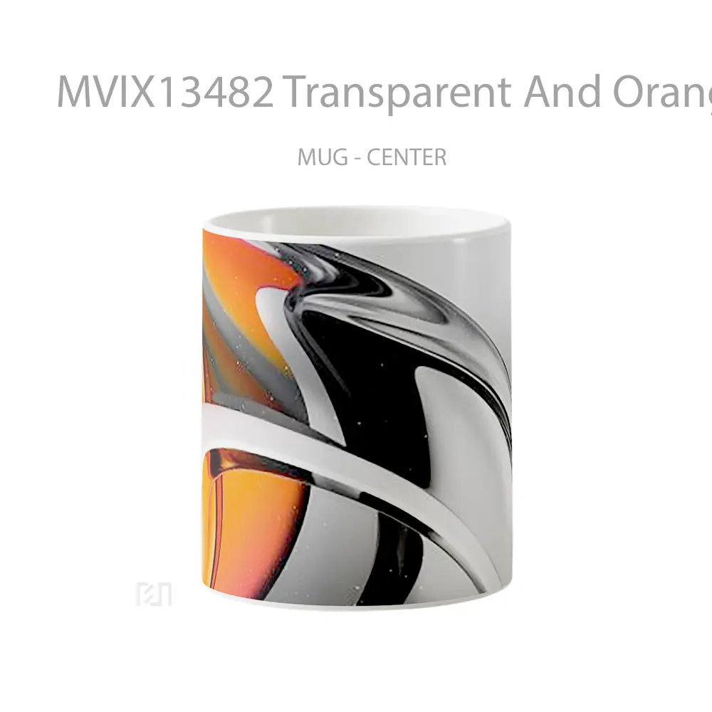Mug Transparent And Orange Glass Abstract Gelas Seni Modern