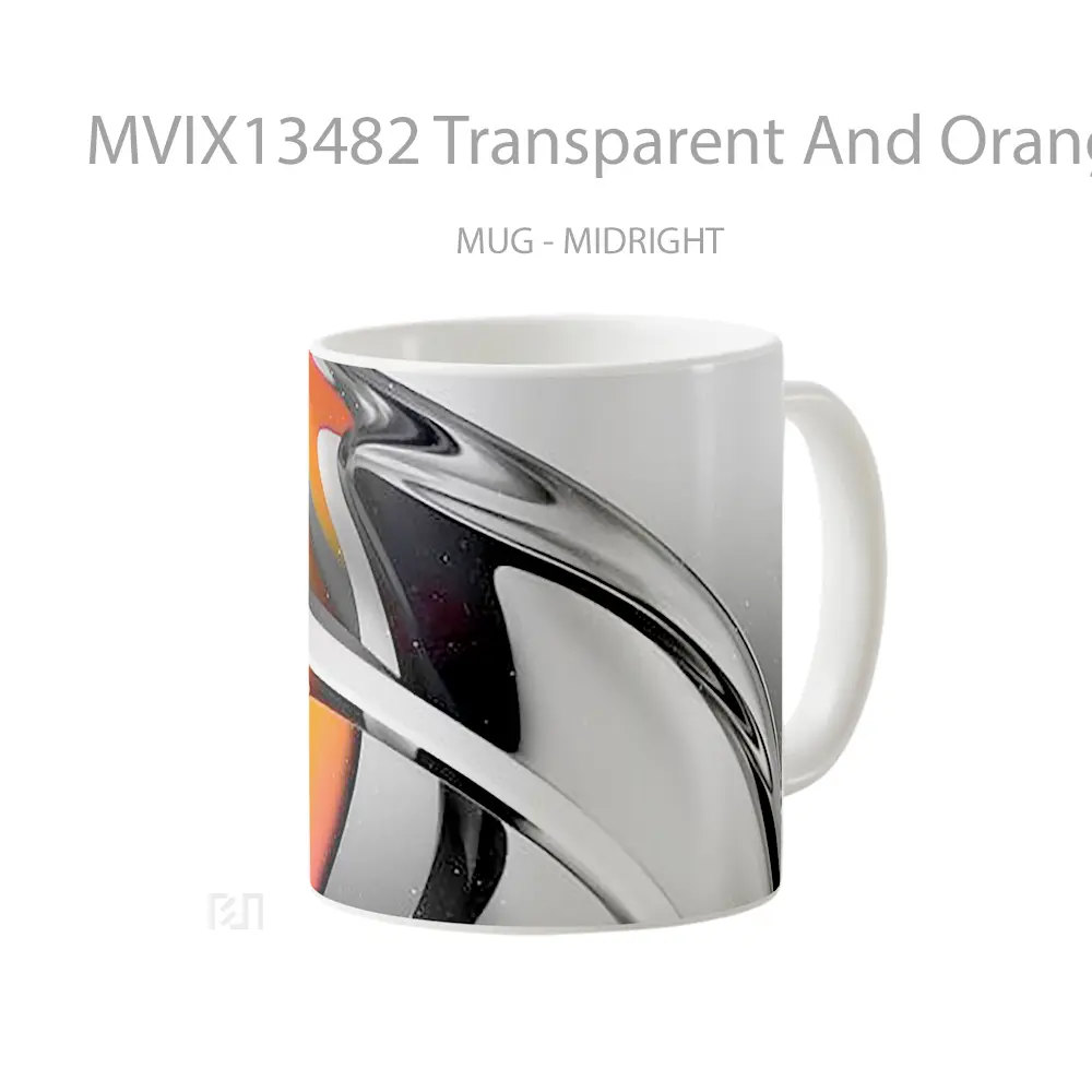 Mug Transparent And Orange Glass Abstract Gelas Seni Modern - All-side / Desain