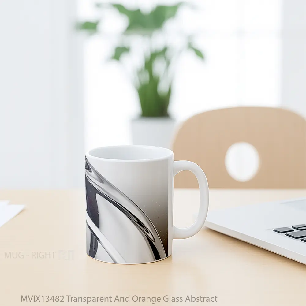 Mug Transparent And Orange Glass Abstract Gelas Seni Modern - All-side / Desain