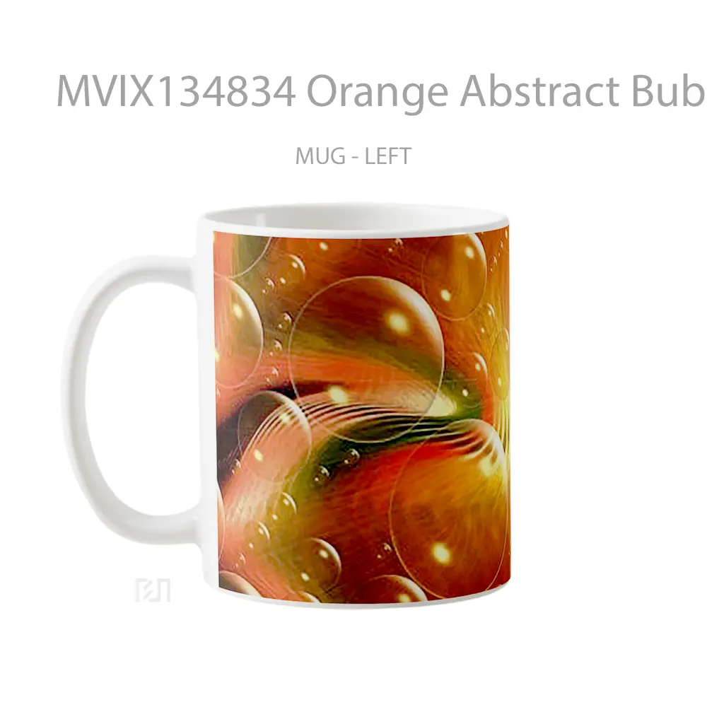 Mug Orange Abstract Bubbles Gelas Seni Modern - All-side / Desain