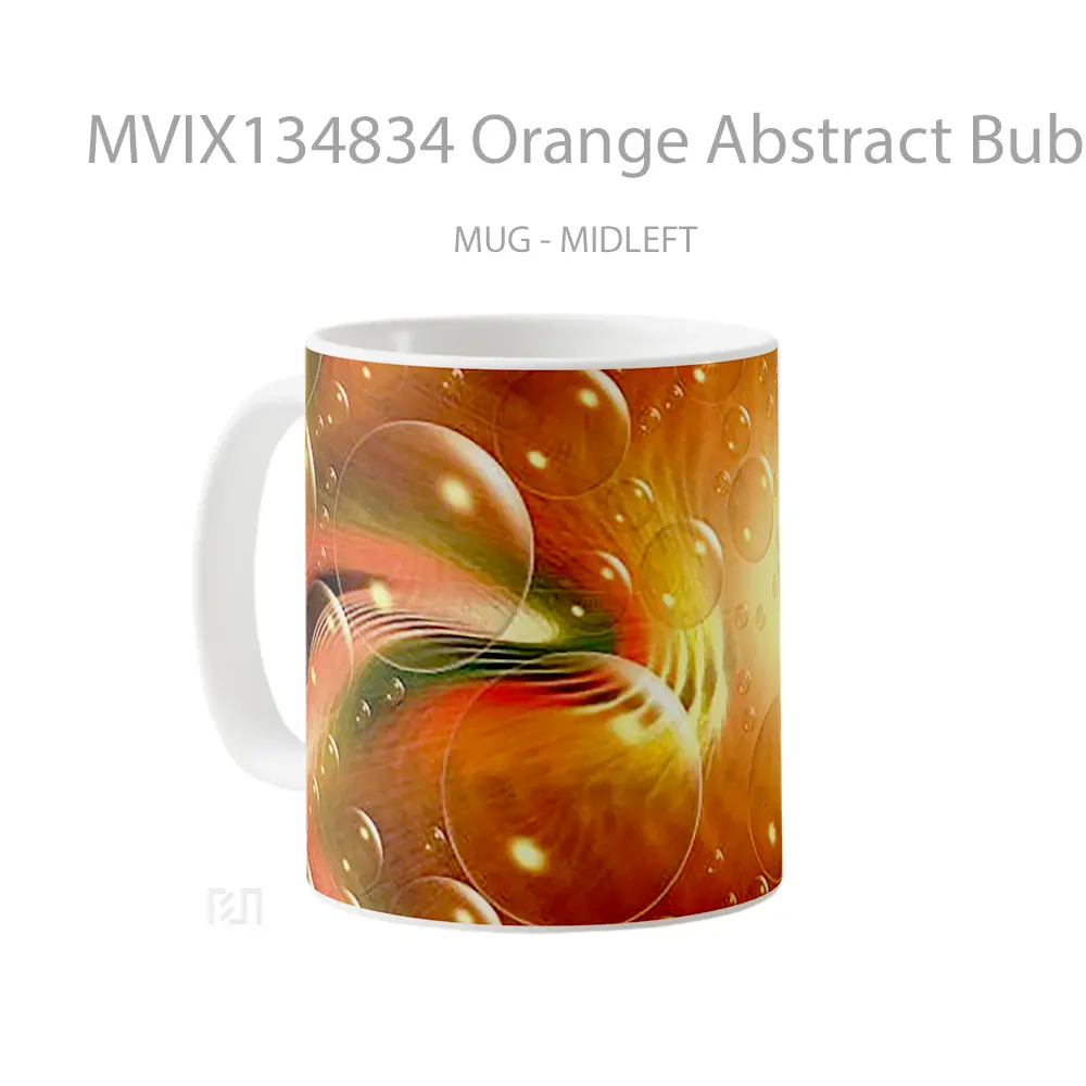 Mug Orange Abstract Bubbles Gelas Seni Modern - All-side / Desain