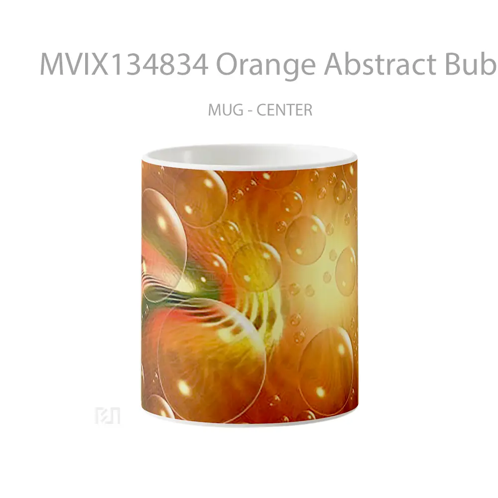 Mug Orange Abstract Bubbles Gelas Seni Modern