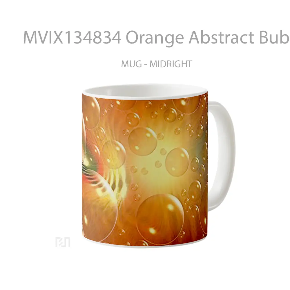 Mug Orange Abstract Bubbles Gelas Seni Modern - All-side / Desain