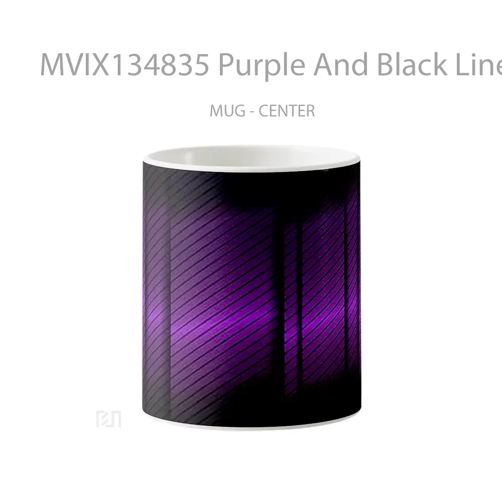Mug Purple And Black Lines Gelas Keramik Unik