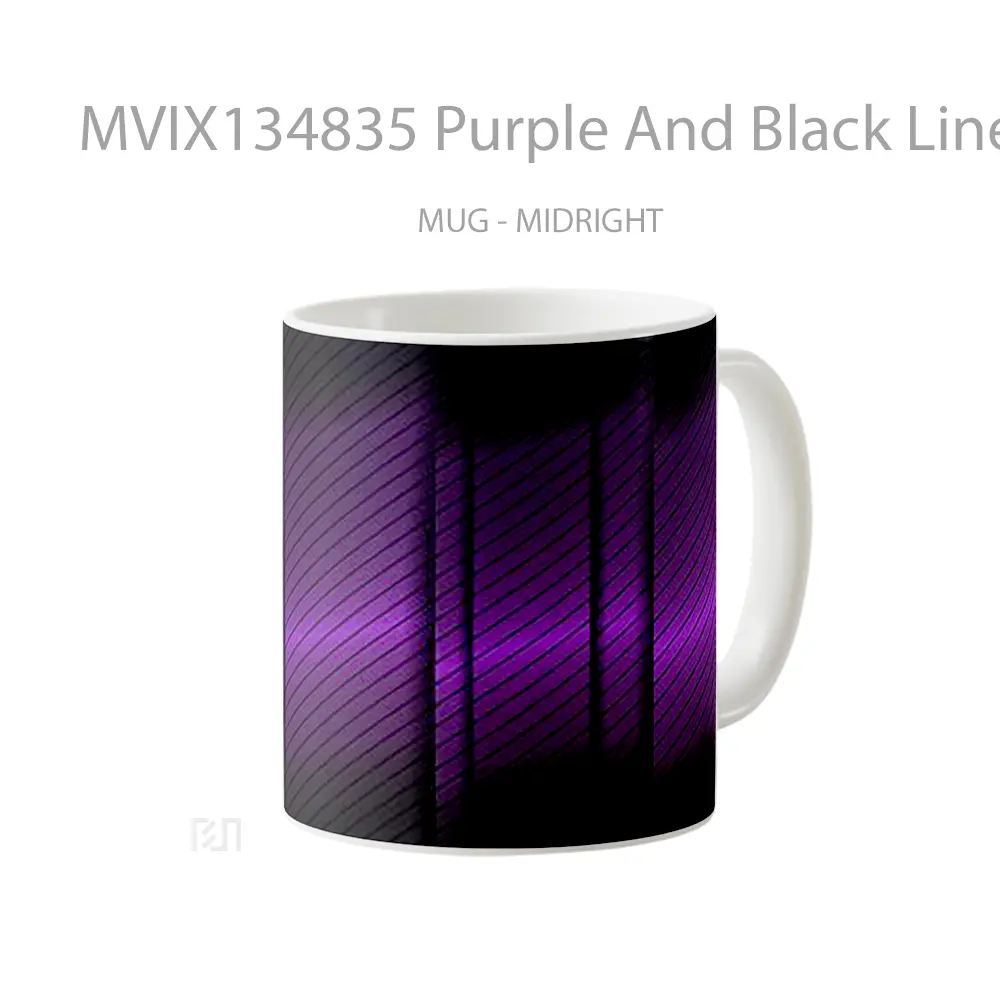 Mug Purple And Black Lines Gelas Keramik Unik - All-side / Desain