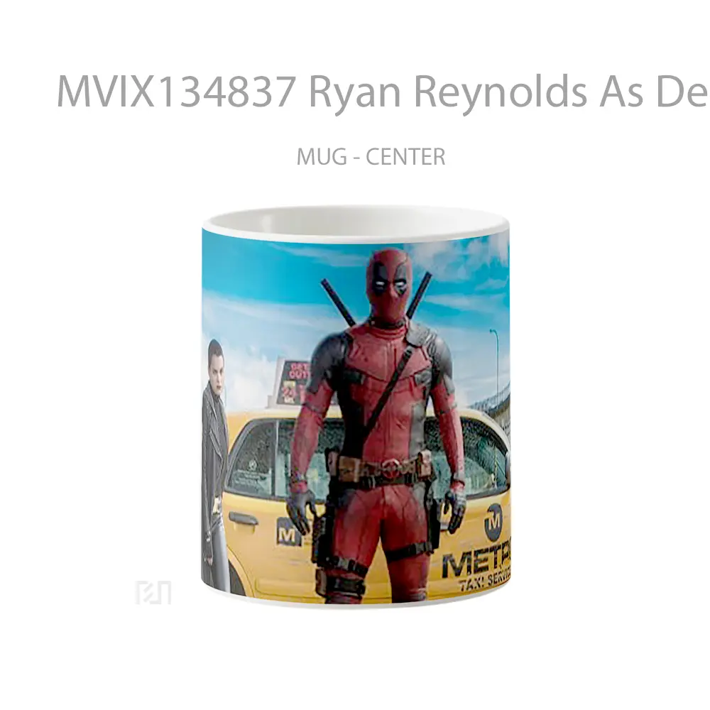 Mug Ryan Reynolds As Deadpool In Front Of A Taxi Gelas Superhero