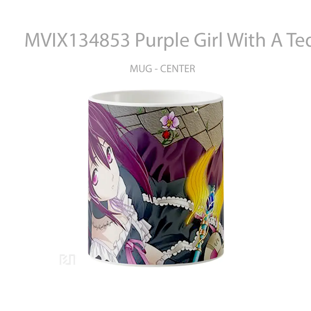 Mug Purple Girl With A Teddy Bear Gelas Hewan Lucu