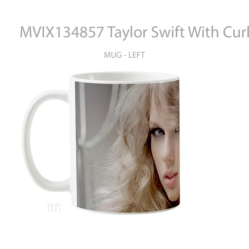 Mug Taylor Swift With Curly Hair Gelas Selebriti - All-side / Desain