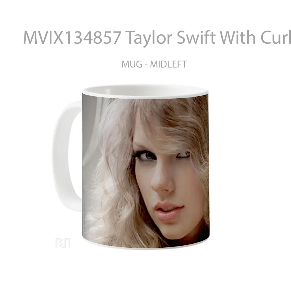 Mug Taylor Swift With Curly Hair Gelas Selebriti - All-side / Desain