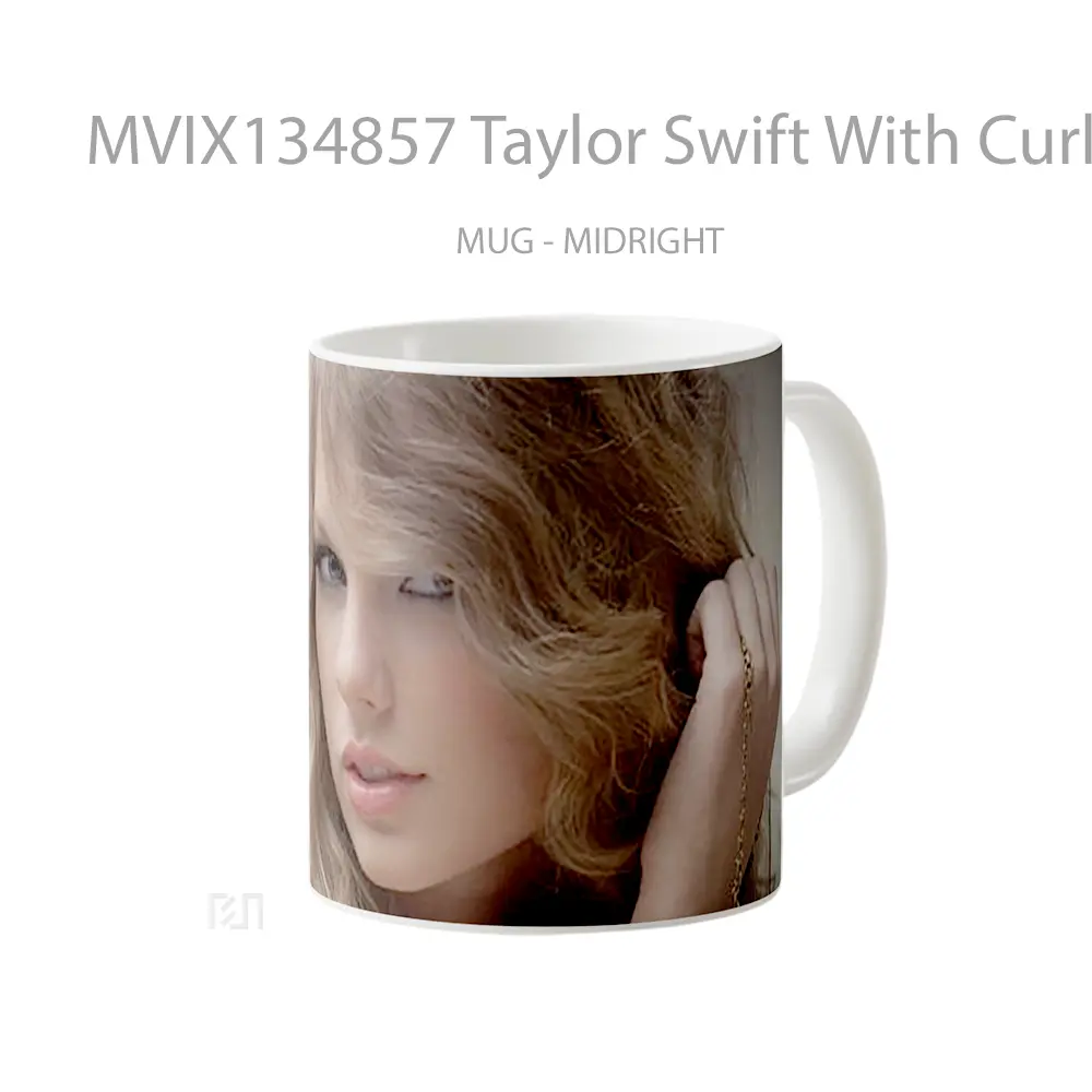Mug Taylor Swift With Curly Hair Gelas Selebriti - All-side / Desain