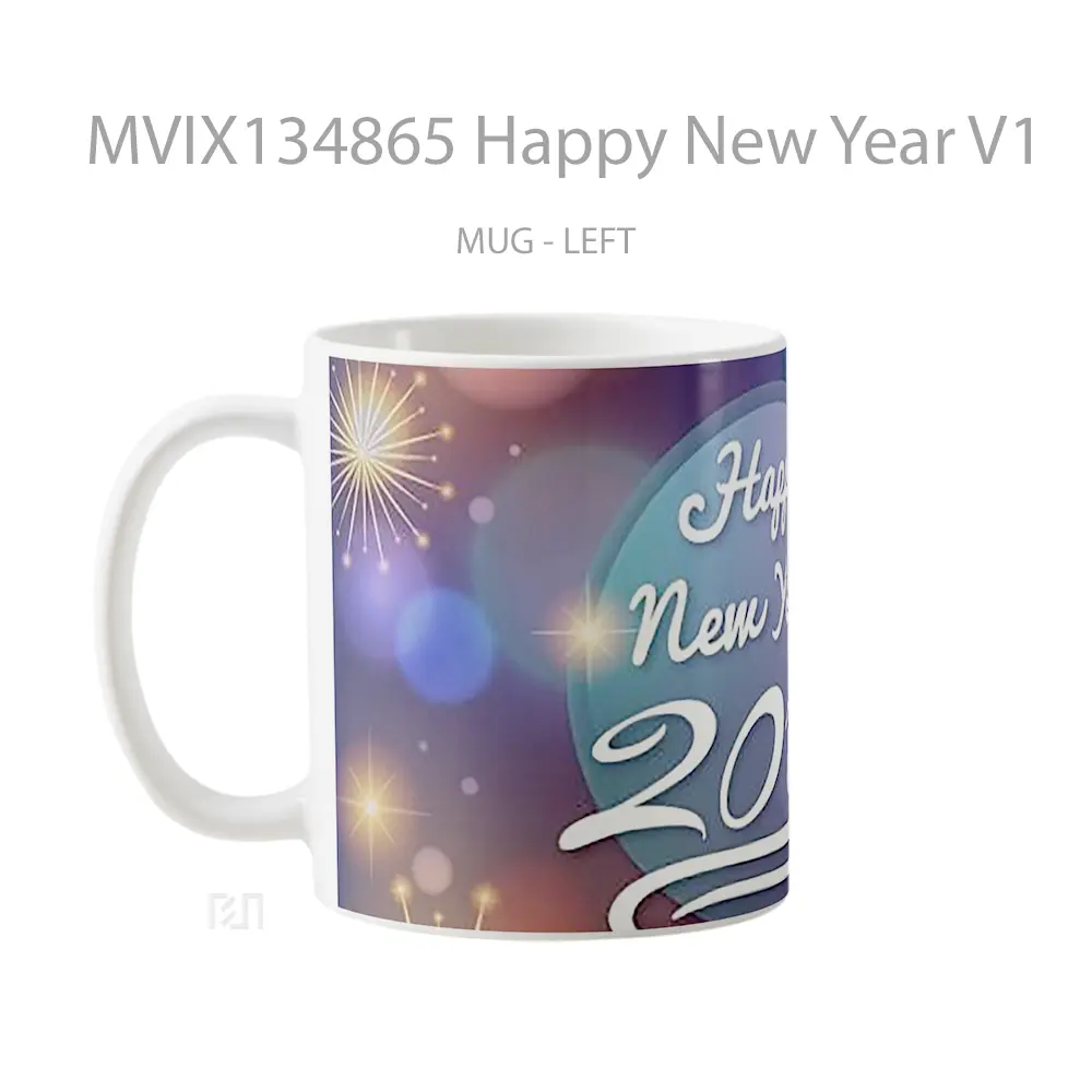 Mug Happy New Year V1 Gelas Keramik Unik - All-side / Desain