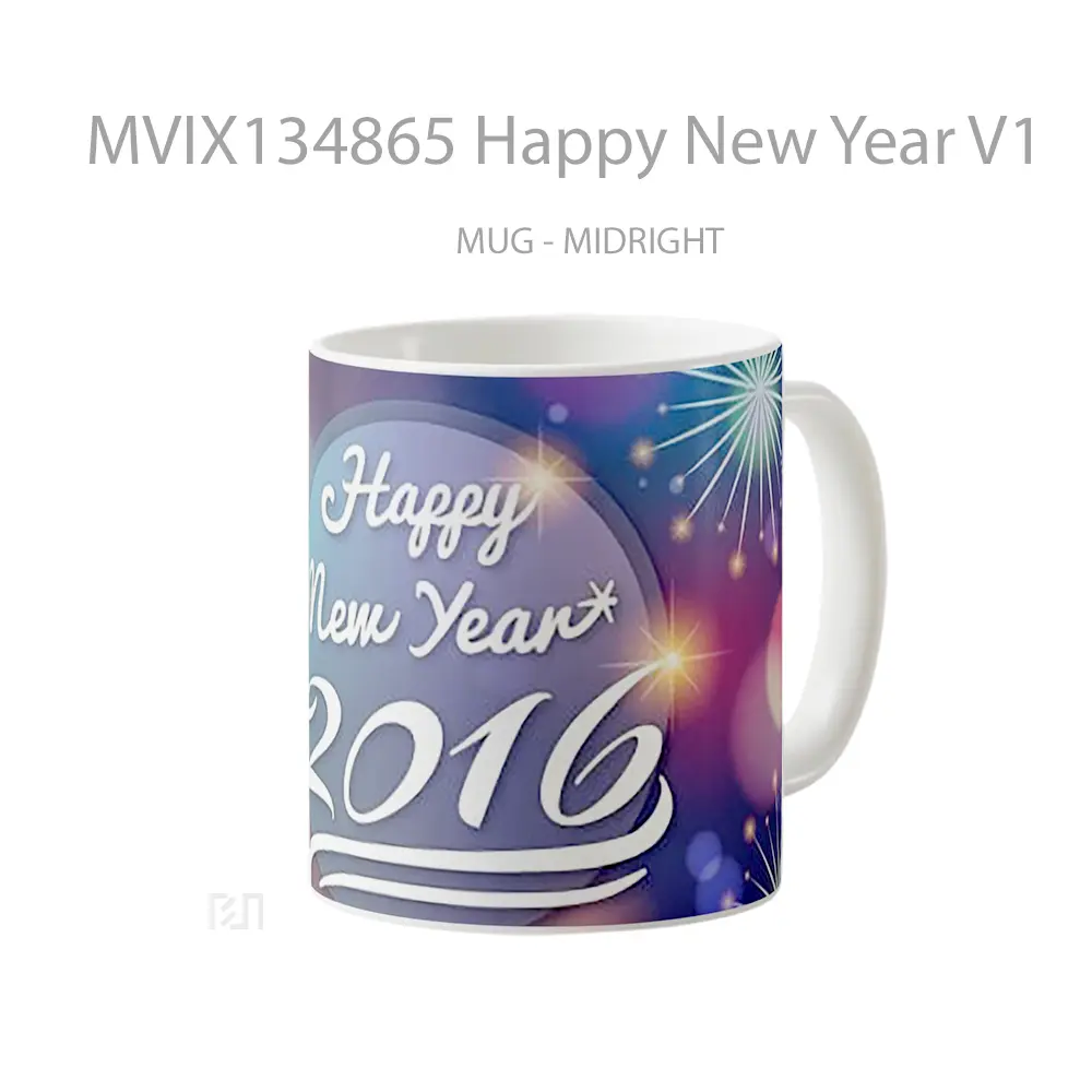 Mug Happy New Year V1 Gelas Keramik Unik - All-side / Desain