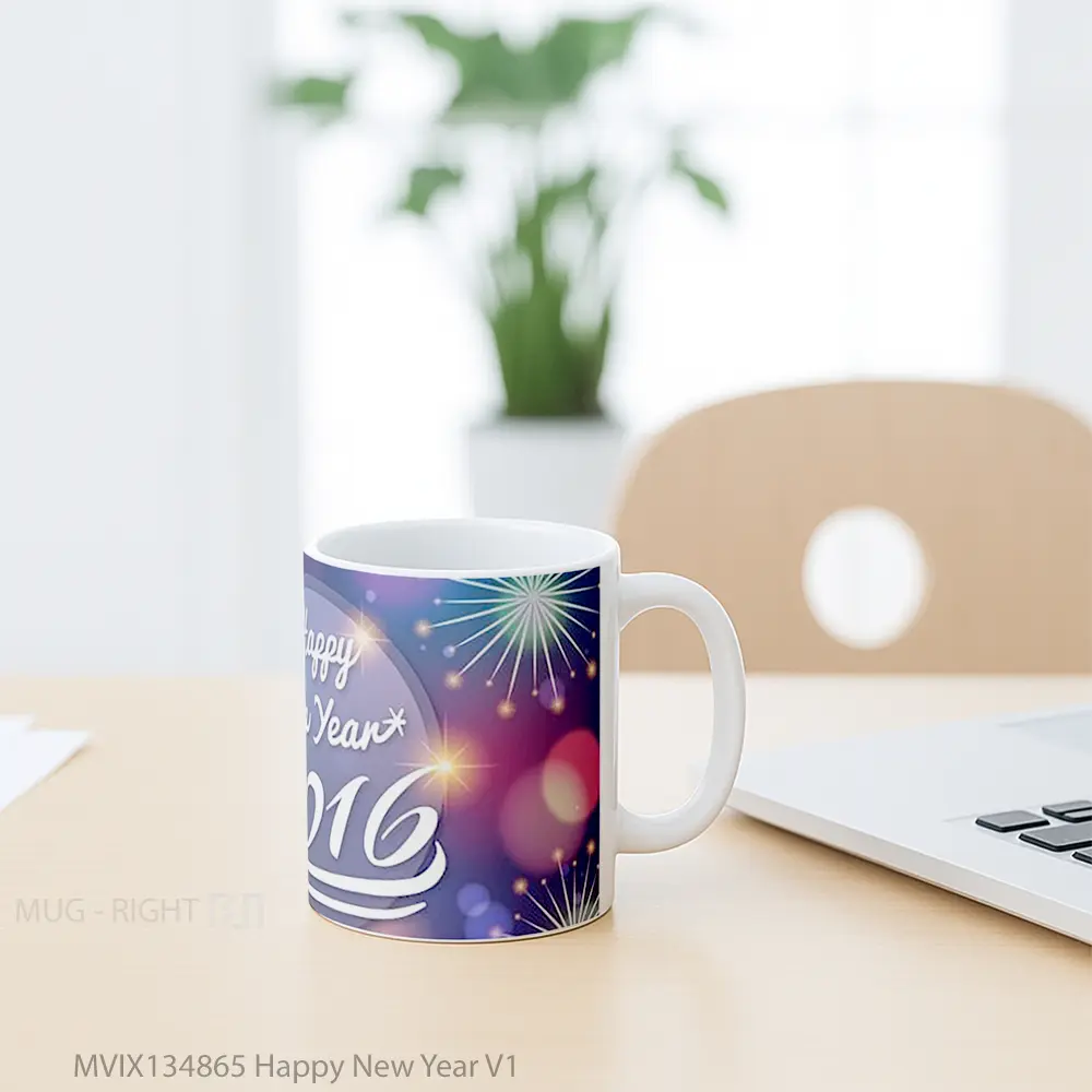 Mug Happy New Year V1 Gelas Keramik Unik - All-side / Desain