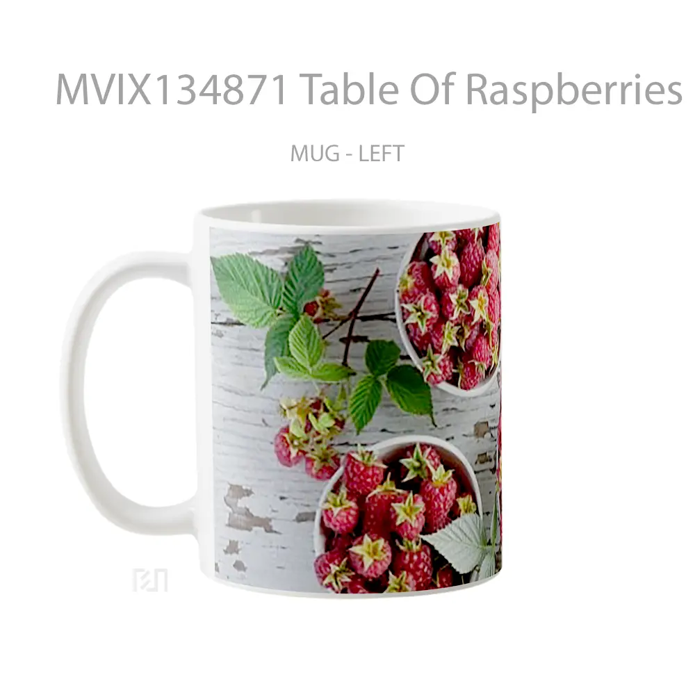 Mug Table Of Raspberries Gelas Keramik Unik - All-side / Desain