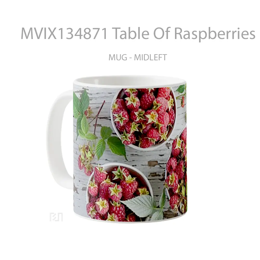 Mug Table Of Raspberries Gelas Keramik Unik - All-side / Desain