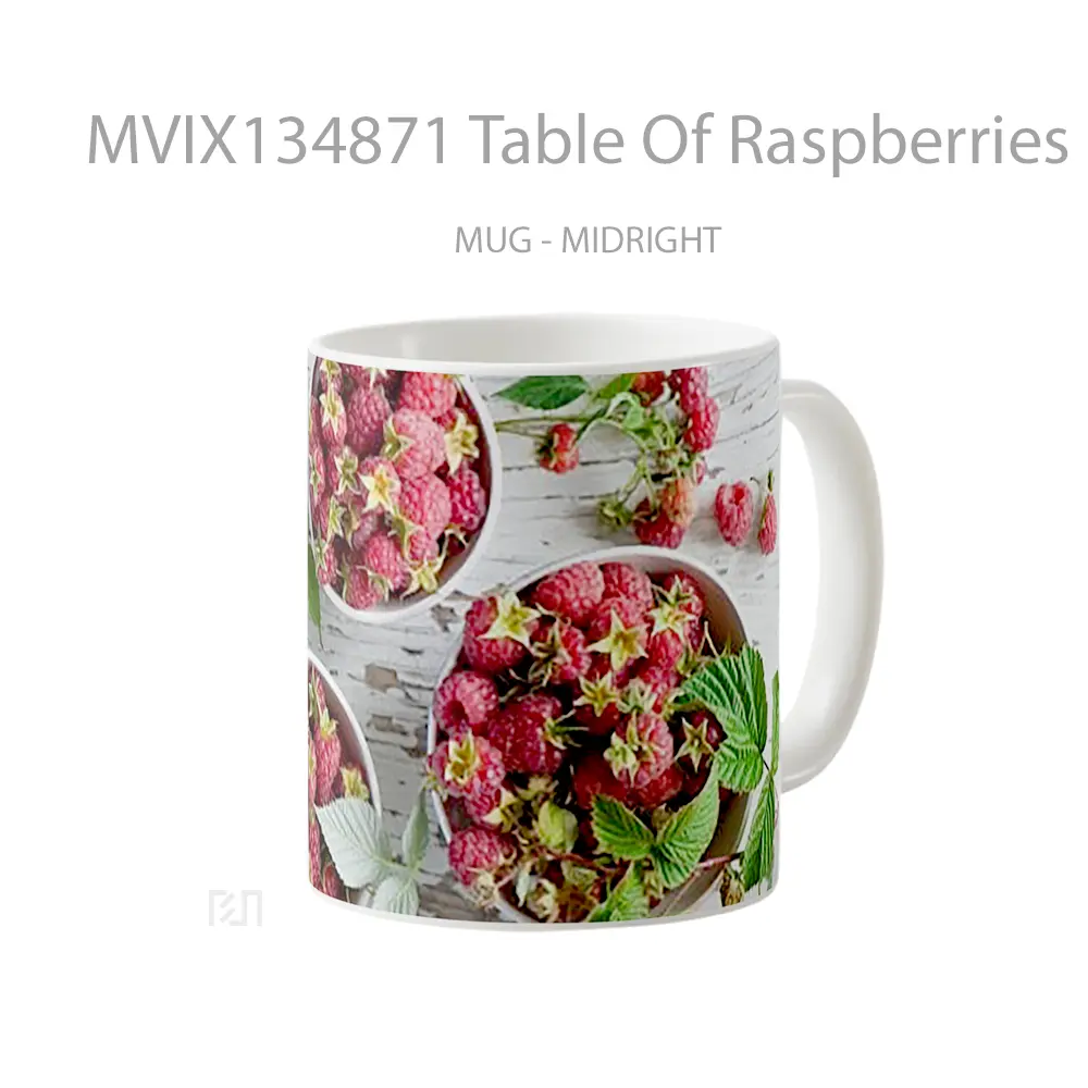 Mug Table Of Raspberries Gelas Keramik Unik - All-side / Desain