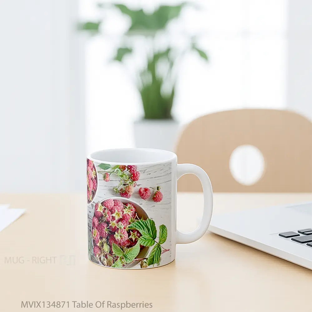 Mug Table Of Raspberries Gelas Keramik Unik - All-side / Desain