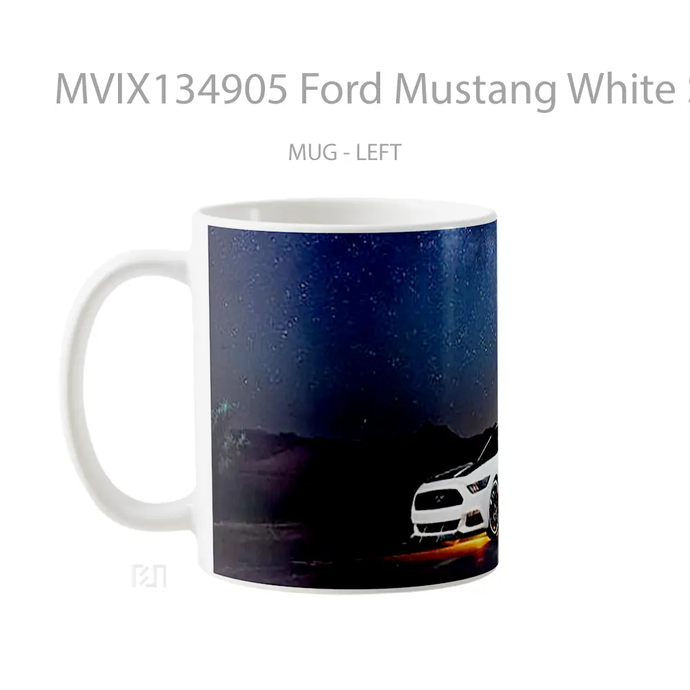 Mug Ford Mustang White Side Cangkir Mobil - All-side / Desain