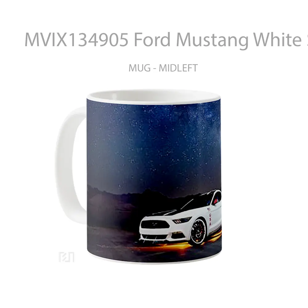 Mug Ford Mustang White Side Cangkir Mobil - All-side / Desain