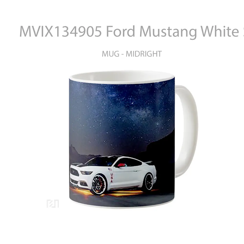 Mug Ford Mustang White Side Cangkir Mobil - All-side / Desain