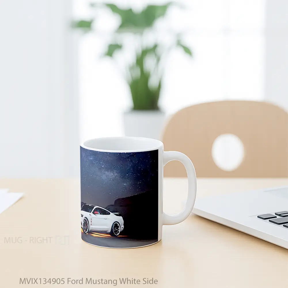 Mug Ford Mustang White Side Cangkir Mobil - All-side / Desain