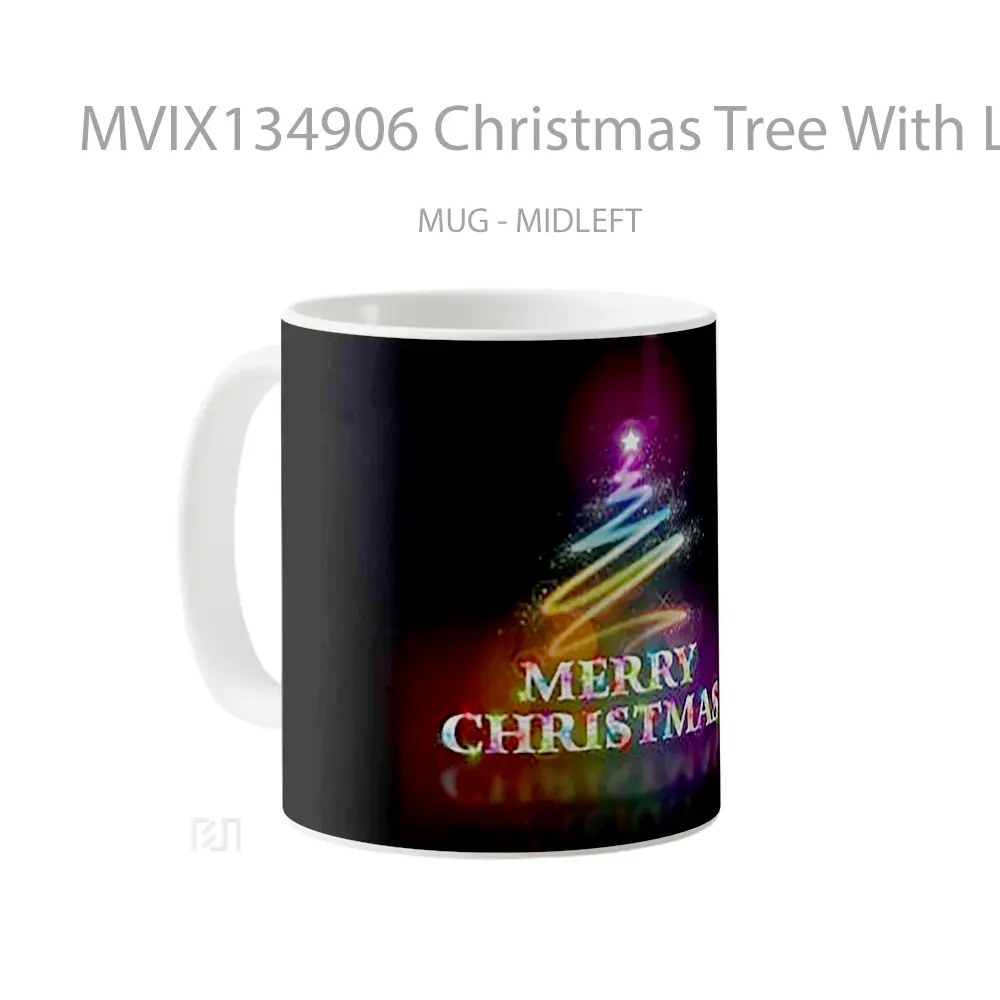 Mug Christmas Tree With Lights Gelas Pemandangan Alam - All-side / Desain