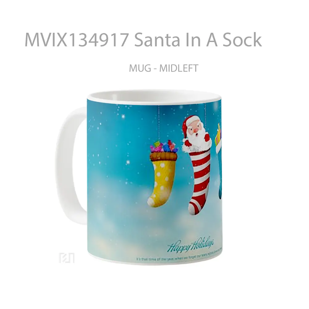 Mug Santa In A Sock Gelas Keramik Unik - All-side / Desain