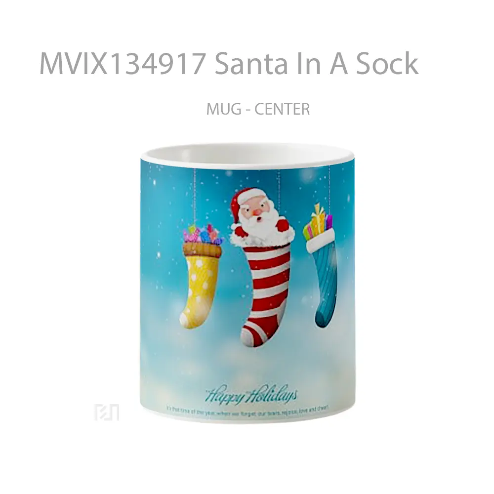 Mug Keramik Premium SNI - Mug Santa In A Sock Gelas Keramik Unik