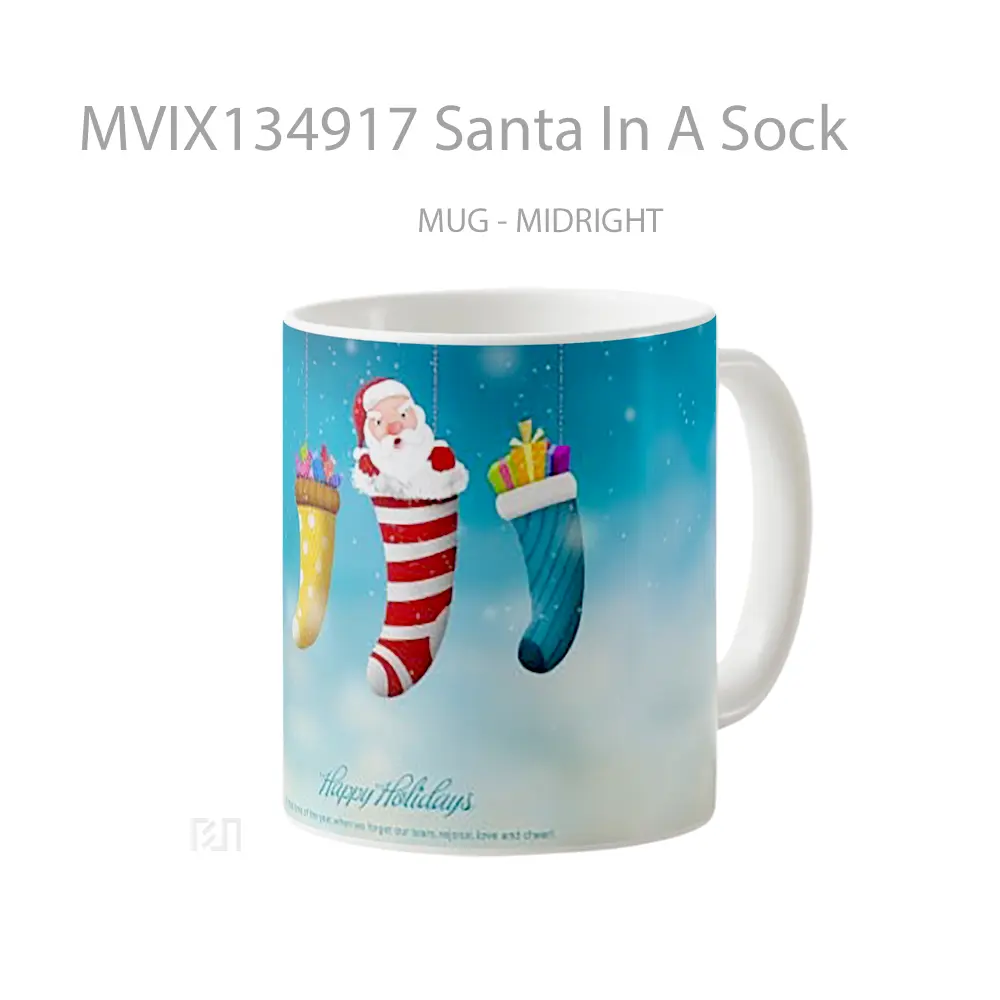 Mug Santa In A Sock Gelas Keramik Unik - All-side / Desain