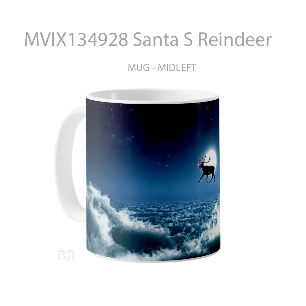 Mug Santa S Reindeer Gelas Hewan Lucu - All-side / Desain