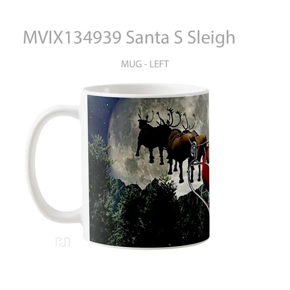 Mug Santa S Sleigh Gelas Keramik Unik - All-side / Desain