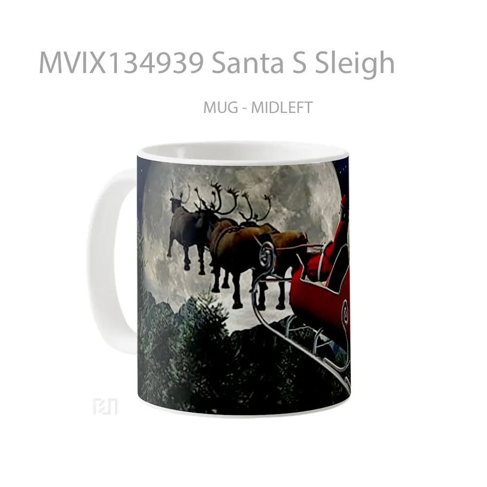 Mug Santa S Sleigh Gelas Keramik Unik - All-side / Desain