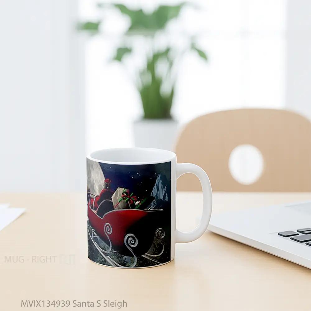 Mug Santa S Sleigh Gelas Keramik Unik - All-side / Desain