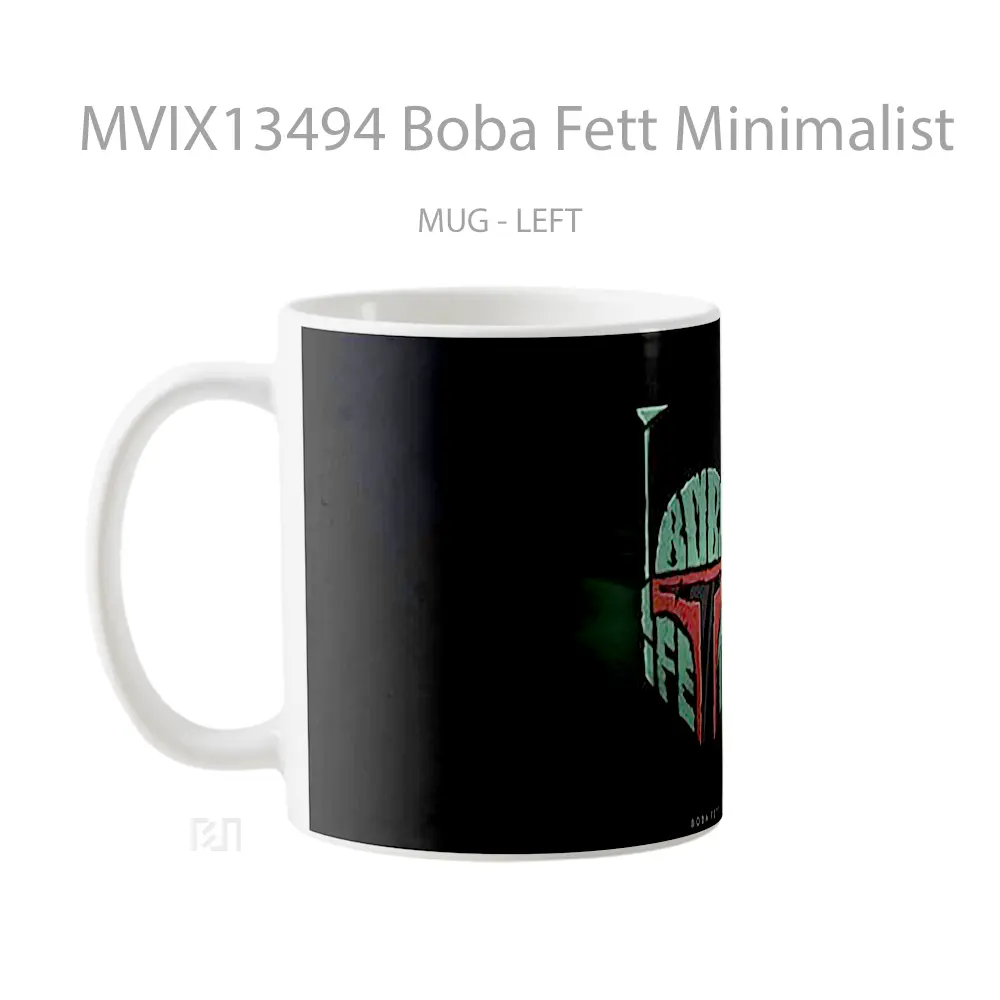 Mug Boba Fett Minimalist Gelas Seni Modern - All-side / Desain