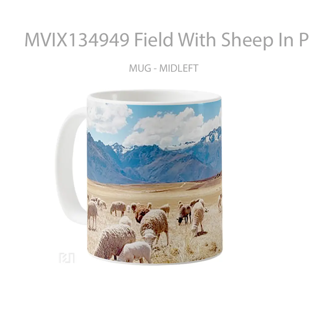Mug Field With Sheep In Peru Gelas Hewan Lucu - All-side / Desain