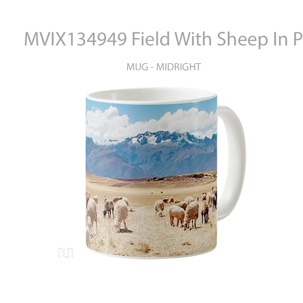 Mug Field With Sheep In Peru Gelas Hewan Lucu - All-side / Desain