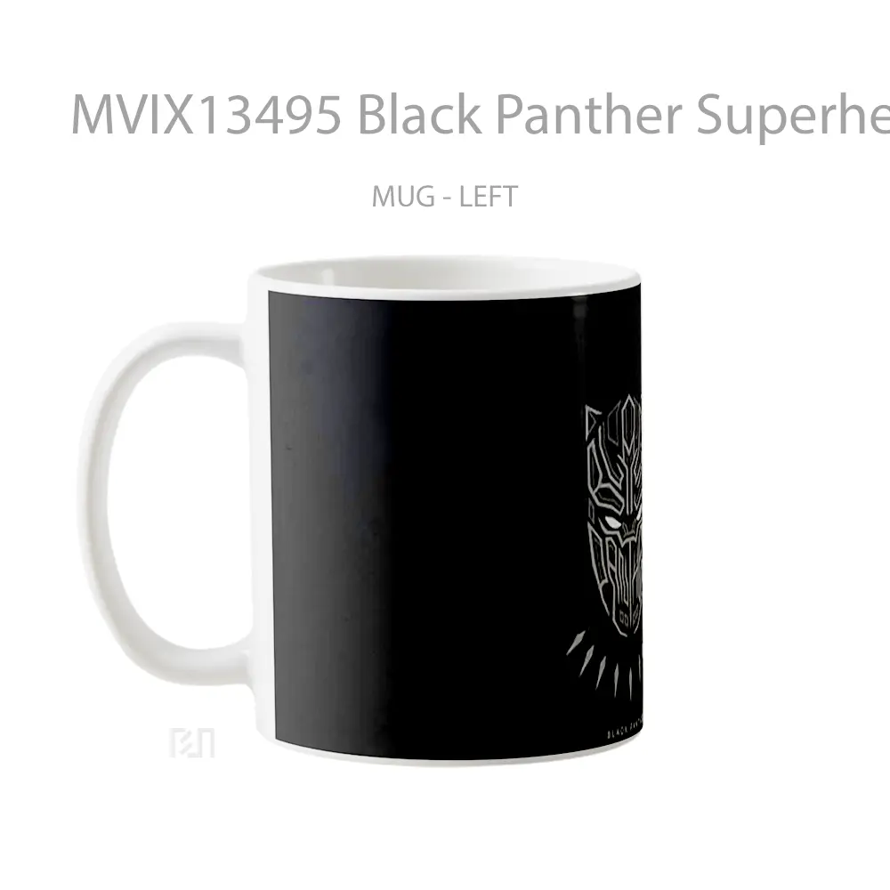 Mug Black Panther Superhero Minimalist Gelas Superhero - All-side / Desain