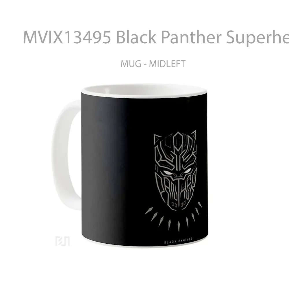 Mug Black Panther Superhero Minimalist Gelas Superhero - All-side / Desain