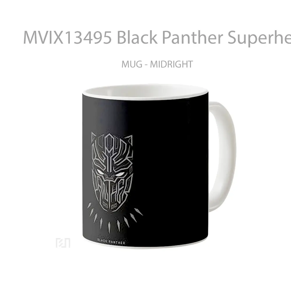 Mug Black Panther Superhero Minimalist Gelas Superhero - All-side / Desain